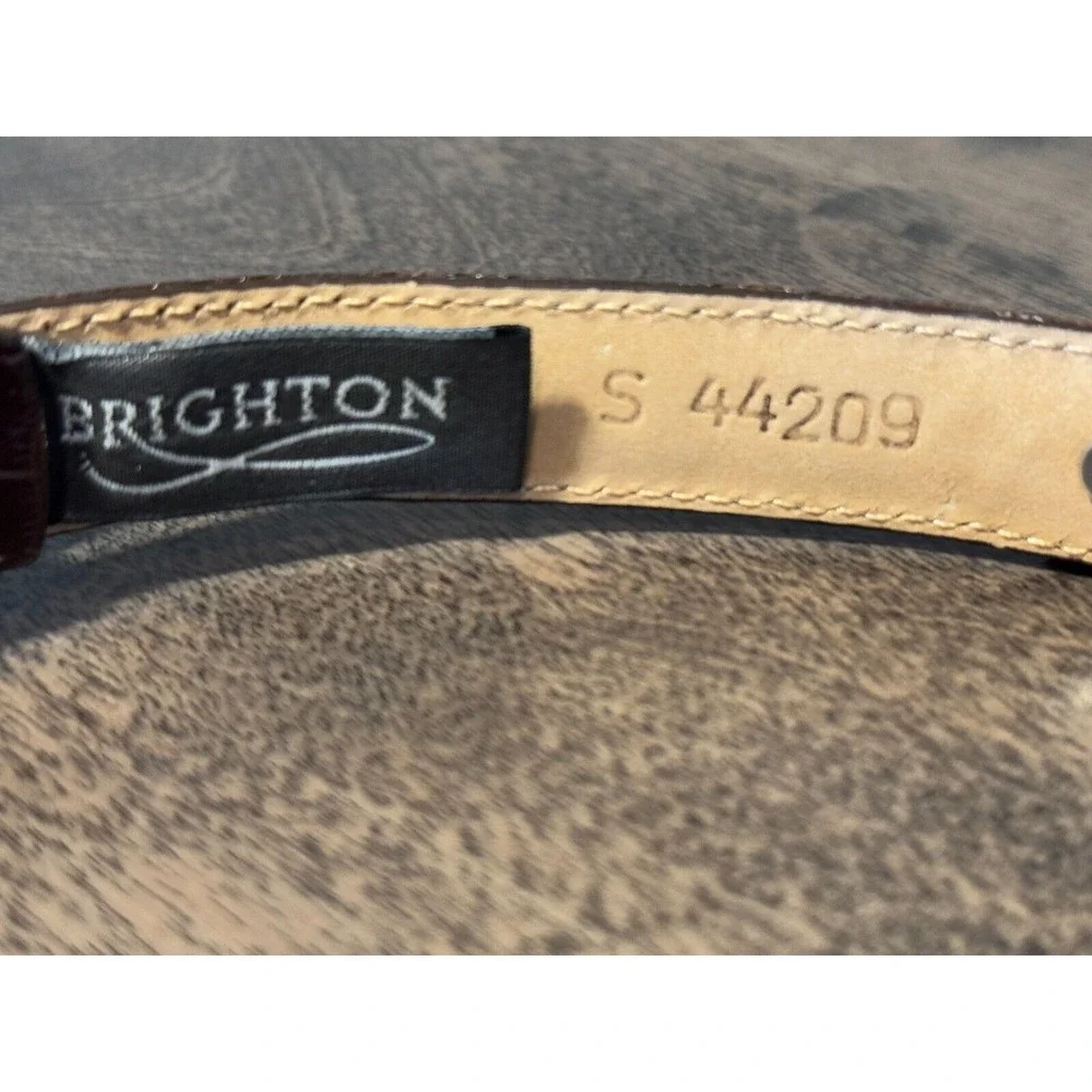 Brighton Women Brown Belt Size S 44209 Leather Silver & Brass Toned‎ Accents